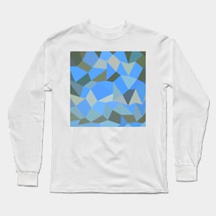 Bondi Blue Abstract Low Polygon Background Long Sleeve T-Shirt